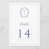 Regency Blau Monogramm-Wappen Hochzeitstisch-Numme Programm (Vorderseite)