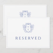 Regency Blau Monogramm-Wappen Reservierte Tischkar Programm (Vorne/Hinten)
