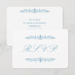 Regency Blau & Weiß RSVP Karte