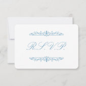 Regency Blau & Weiß RSVP Karte (Vorderseite)