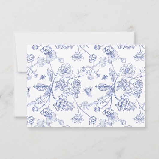 Regency Blue Chinoiserie Floral Wedding Place Card Einladung (Rückseite)