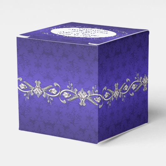 Regency Blue Damask Custom Wedding Favor Geschenkb Geschenkschachtel (Vorderseite)