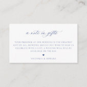 Regency Blue Floral A Note on Gifts Wedding Begleitkarte (Vorderseite)