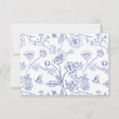 Regency Blue Floral A Note on Gifts Wedding Card Einladung (Rückseite)