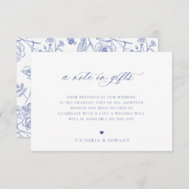 Regency Blue Floral A Note on Gifts Wedding Card Einladung