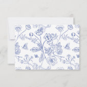 Regency Blue Floral Meal Etage RSVP Card (Rückseite)