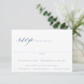 Regency Blue Floral Meal Wedding RSVP Karte (Stehend Vorderseite)