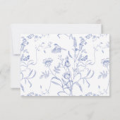 Regency Blue Floral Meal Wedding RSVP Karte (Rückseite)