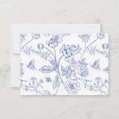 Regency Blue Floral Wedding Card Einladung (Rückseite)