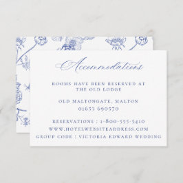 Regency Blue Floral Wedding Card Einladung