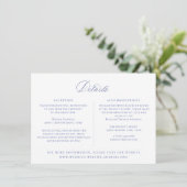 Regency Blue Floral Wedding Details Card Einladung (Stehend Vorderseite)