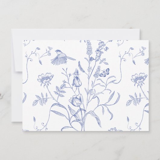 Regency Blue Floral Wedding Details Card Einladung (Rückseite)