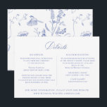 Regency Blue Floral Wedding Details Card Einladung<br><div class="desc">Regency Blue Floral,  Hochzeitsdetails Informationen Gehäuse Karte. Vorlage stellt mehrere Zeilen für Ihre detaillierten Informationen bereit. Einschließlich Empfang,  Unterkunft und Website.</div>