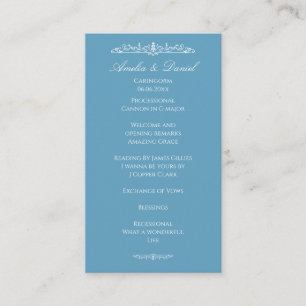 Regency Blue Hochzeitszeremonie-Programm Begleitkarte