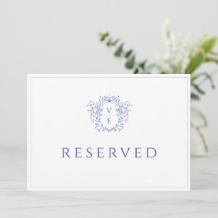 Regency Blue Monogram Wappen Reserviert Table Card Programm