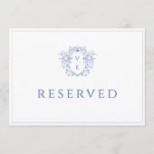 Regency Blue Monogram Wappen Reserviert Table Card Programm (Vorderseite)
