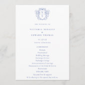 Regency Blue Monogram Wappen Wedding Programm (Vorderseite)