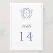 Regency Blue Monogram Wappen Wedding Tischnummer (Rückseite)