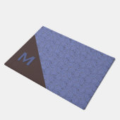 Regency Blue und Brown Mit Monogramm Door Mat Fußmatte (Schrägansicht)