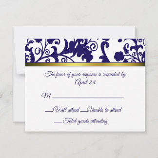 Regency Blue und White Damask RSVP-Karte RSVP Karte