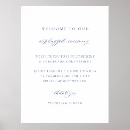 Regency Blue Unplugged Zeremonie Wedding Sign Poster