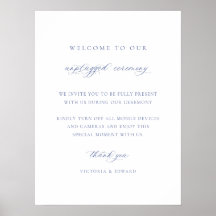 Regency Blue Unplugged Zeremonie Wedding Sign