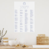 Regency Blue Wappen Alphabetisierungsplan Poster (Küche)