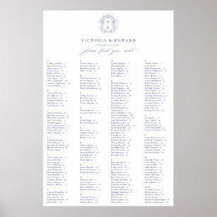 Regency Blue Wappen Alphabetisierungsplan Poster