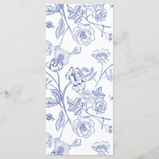 Regency Blue Wappen Monogram Wedding Menu Menükarte (Rückseite)