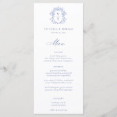 Regency Blue Wappen Monogram Wedding Menu Menükarte (Vorderseite)