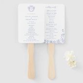 Regency Blue Wappen Monogram Wedding Program Fächer (Vorne und Hinten)