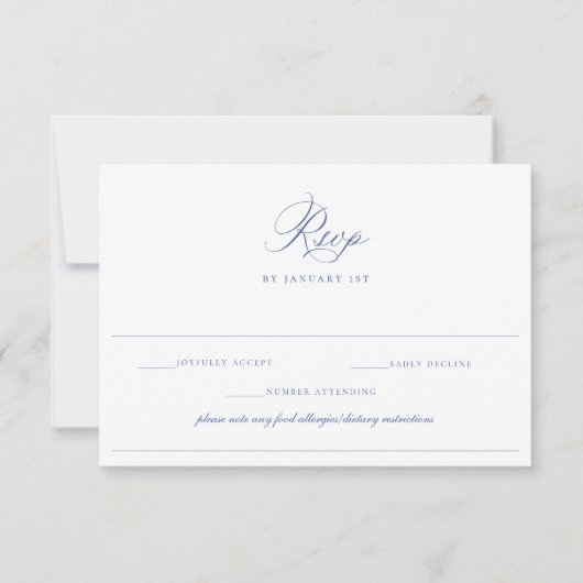 Regency Blue Wedding Food Allergie Ernährung Einsc RSVP Karte (Vorderseite)