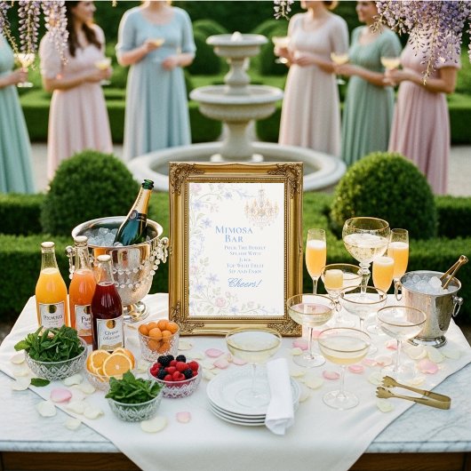 Regency-Blumen-Mimosa-Bar-Schild Einladung