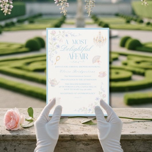 Regency-Blumentee-Garten Brautdusche Einladung