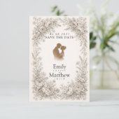 Regency Botanical Engraving Save the Date Card (Stehend Vorderseite)