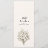 Regency Botanical Engraving Wedding Party Menu Car Menükarte (Rückseite)