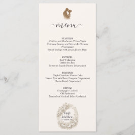 Regency Botanical Engraving Wedding Party Menu Car Menükarte