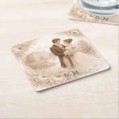 Regency Botanical Engraving Wedding Rechteckiger Pappuntersetzer (angewinkelt)