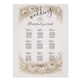 Regency Botanical Engraving Wedding Seating Chart