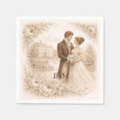 Regency Botanical Engraving Wedding  Serviette (Vorderseite)