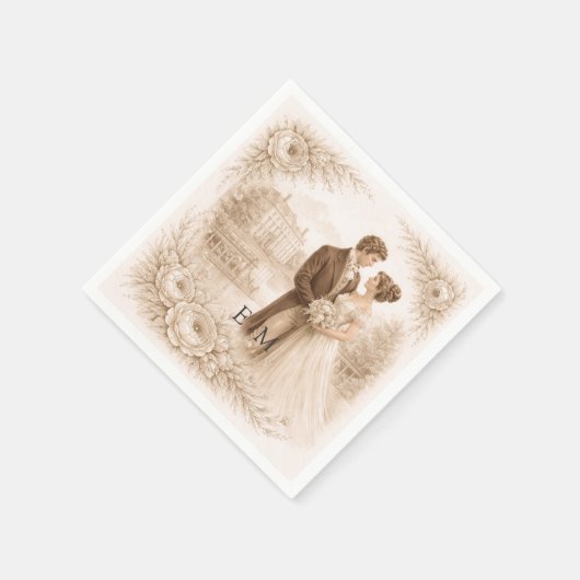 Regency Botanical Engraving Wedding Serviette (Ecke)