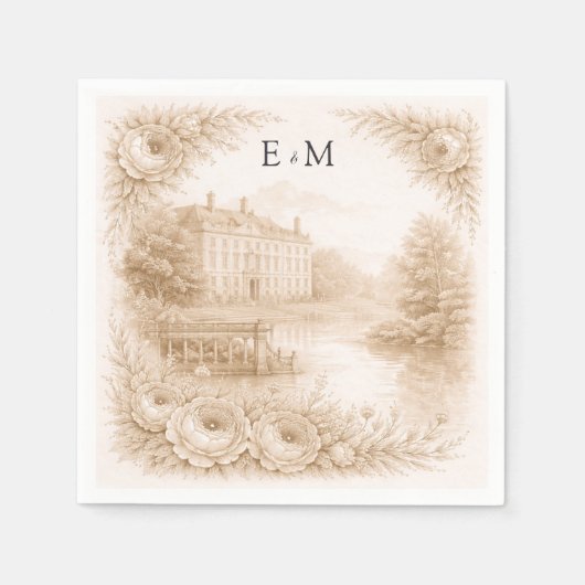 Regency Botanical Engraving Wedding  Serviette (Vorderseite)