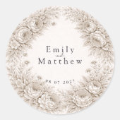 Regency Botanical Engraving Wedding Sticker Set (Vorderseite)