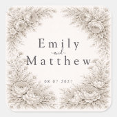 Regency Botanical Engraving Wedding Sticker Set (Vorderseite)