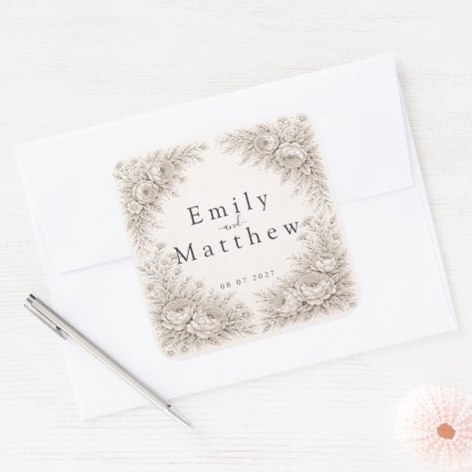Regency Botanical Engraving Wedding Sticker Set (Umschlag)