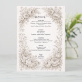 Regency-Botanik-Stich Hochzeitsmenükarte Menükarte (Stehend Vorderseite)