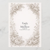 Regency-Botanik-Stich Hochzeitsmenükarte Menükarte (Rückseite)