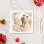 Regency Botanische Gravur Hochzeit Serviette (Beispiel)