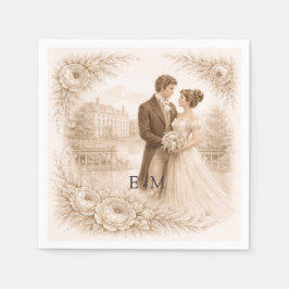 Regency Botanische Gravur Hochzeit Serviette