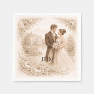 Regency Botanische Gravur Hochzeit Serviette